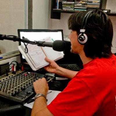 A Projects Abroad intern hosts a radio show at his Journalism placement. A Journalism intern in Argentina works at a radio station.